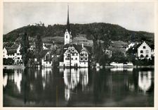 CPM KLoster St Georgen stein a Rh Gesamtansicht der ehem klosteranlage im hintergrund die burg hohenklongen