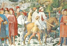 CPM S gimignano chiesa di s angostino s augustin part de rome pour milan (b gozzoli 1465)