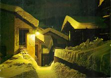 CPM Winternacht im Bergdorf Nuit hivernale au village
