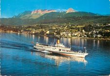 CPM Le Lac Leman France Suisse Gros bateau au large de la Cote Francoise Bateau