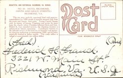 ETAS the Plain-USA Hotel Richmond Ninth and Grace Streets- Virginia-CPR