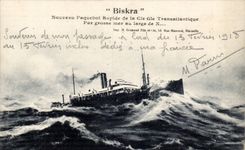 Steamer Fast Steamer-Noeauveau Steamer of the Transatlantic Co Gle By heavy sea with broad of X - CPR