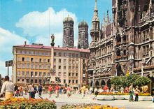 CPM Marienplatz mit Mariensaule  Frauenturme und Rathaus
