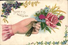 CPA gute Phantasie und gluckliches Jahr (rosafarbene Hand)