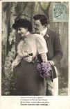 Fantaisie - Fantasy - couple - Votre rire sonnait joyeux a chaque toffe de fleurettes le bonheur luisait - CPA 