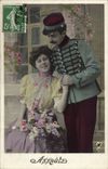 Fantasy - Militaria - couple - Dame de France - Assauts - Marthe Varlet - soldat - CPA 