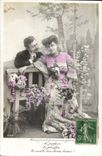 Fantasy - Militaria - couple - Je cueille ton doux baiser - Marthe Varlet - soldat - CPA 