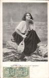 Fantaisie - Femme -mandoline - musique - bateau - les plus beaux cantiques -Marthe Varlet - CPA 