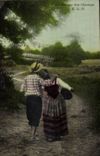 Fantaisie -Couple - Retour des Champs - amoureuses - CPA 