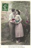 Fantaisie - couple - L'aile du moulin scanda la promesse des futurs epoux d'un chant d'allegresse - CPA 