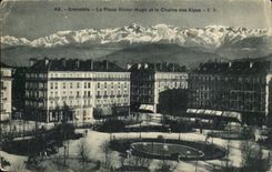 Isere - Grenoble - the place Victor Hugo and the Alpine range - CPA