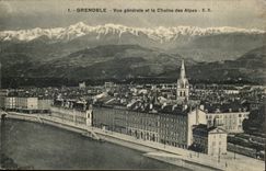 Isere - Grenoble - View and the Alpine range - CPA
