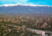 CPM Chile Santiago Vista parcial de la ciudad al pie de la Cordillera de Los Andes