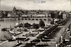 Switzerland - Genevae - Quay of Mont Blanc and sight on the City - CPA
