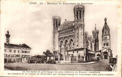Lyon Basilica of Notre-Dame de Fourviere- built at the top of the hill on the site of city gallo ro - CPA