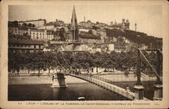 Lyon the church and the Footbridge Saint-Georges Slope of Fourviere- CPA
