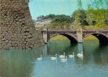 CPM Ancient Stone Walls Flanking Nijubashi Bridge Tokyo