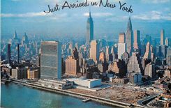 CPM United Nations Building with Empire State Building at Left and Chrysler Building at right New York City