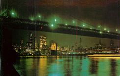 CPM New York City Skyline Showing Manhattan and Brooklyn Bridges in Foreground