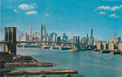 CPM Lower Manhattan Skyline Showing Brooklyn Bridge New York City