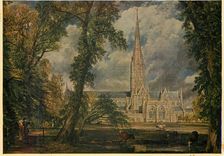 CPM Salisbury Cathedral Detail of the Painting in The Victoria and Albert Museum John Constable
