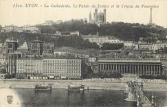 CPA Lyon la cathedrale le palais de justice et le coteau de fourviere