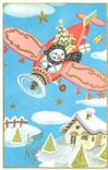 CPA Avion Bonhomme de neige