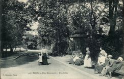 Paris (14) - the Montsouris- Park a Alley-Woman-Child-CPA