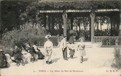 Paris (14) - Park of Montsouris- Allee Of the Park-Woman-Hat --CPA