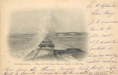 CPA Saint Jean de Luz Digue du Fort Socoa Etude de Vagues (carte 1900)