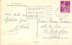 CPM Biarritz vue vers la grande plage