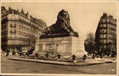 Paris 14 - The Lion of Belfort - Bartholdi - Sculptor - Boulevard Raspail and Rue Denfert Rochereau - CPA