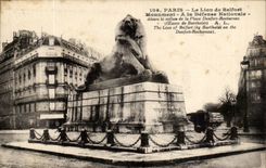 Paris 14 - The Lion of Belfort - Bartholdi - Sculptor - Boulevard Raspail and Rue Denfert Rochereau - CPA