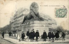 Paris 14 - The Lion of Belfort - Bartholdi - Sculptor - Boulevard Raspail and Rue Denfert Rochereau - CPA