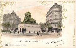 Paris 14 - The Lion of Belfort - Boulevard Raspail and Rue Denfert Rochereau - CPA