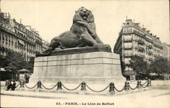 Paris - 14 - the Lion of Belfort - Bartholdi - Sculptor - Boulevard Raspail and Rue Denfert Rochereau - CPA