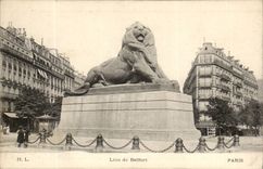 Paris - 14 - the Lion of Belfort - Bartholdi - Sculptor - Boulevard Raspail and Rue Denfert Rochereau - CPA