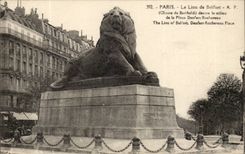Paris - 14 - the Lion of Belfort - Bartholdi - Sculptor - Boulevard Raspail and Rue Denfert Rochereau - CPA