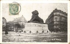 Paris - 14 - the Lion of Belfort - Bartholdi - Sculptor - Boulevard Raspail and Rue Denfert Rochereau - CPA
