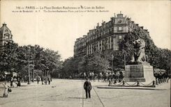 Paris - 14 - the Lion of Belfort - Boulevard Raspail and Rue Denfert Rochereau - CPA
