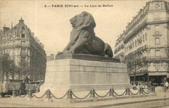 Paris - 14 - the Lion of Belfort - Boulevard Raspail and Rue Denfert Rochereau - CPA