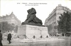 Paris - 14 - the Lion of Belfort - Boulevard Raspail and Rue Denfert Rochereau - CPA
