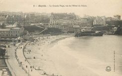 CPA Biarritz la Grande Plage vue de l'hotel du Palais