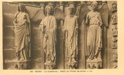 CPA 164 reims la cathedrale detail du portail de droite ll
