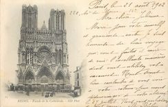 CPA Reims facade de la cathedrale (carte 1900)