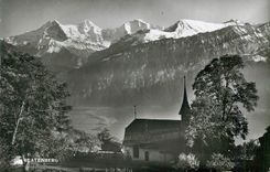 CPM Beatenberg kirche mit eiger monch de jungfrau