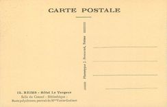 CPA Reims Hotel le Vergeur Salle du Conseil Bibliotheque Buste Polychrome Portrait de Mme Vanin Godinot