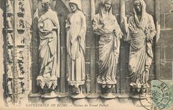 CPA Cathedrale de Reims Statues du Grand Portail