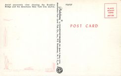 CPM New York City Skyline Aerial Panoramic View Showing the Brooklyn Bridge and the Downtown