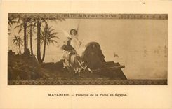 CPA Halte aux Bords du Nil Matarieh Fresque de la Fuite en Egypte